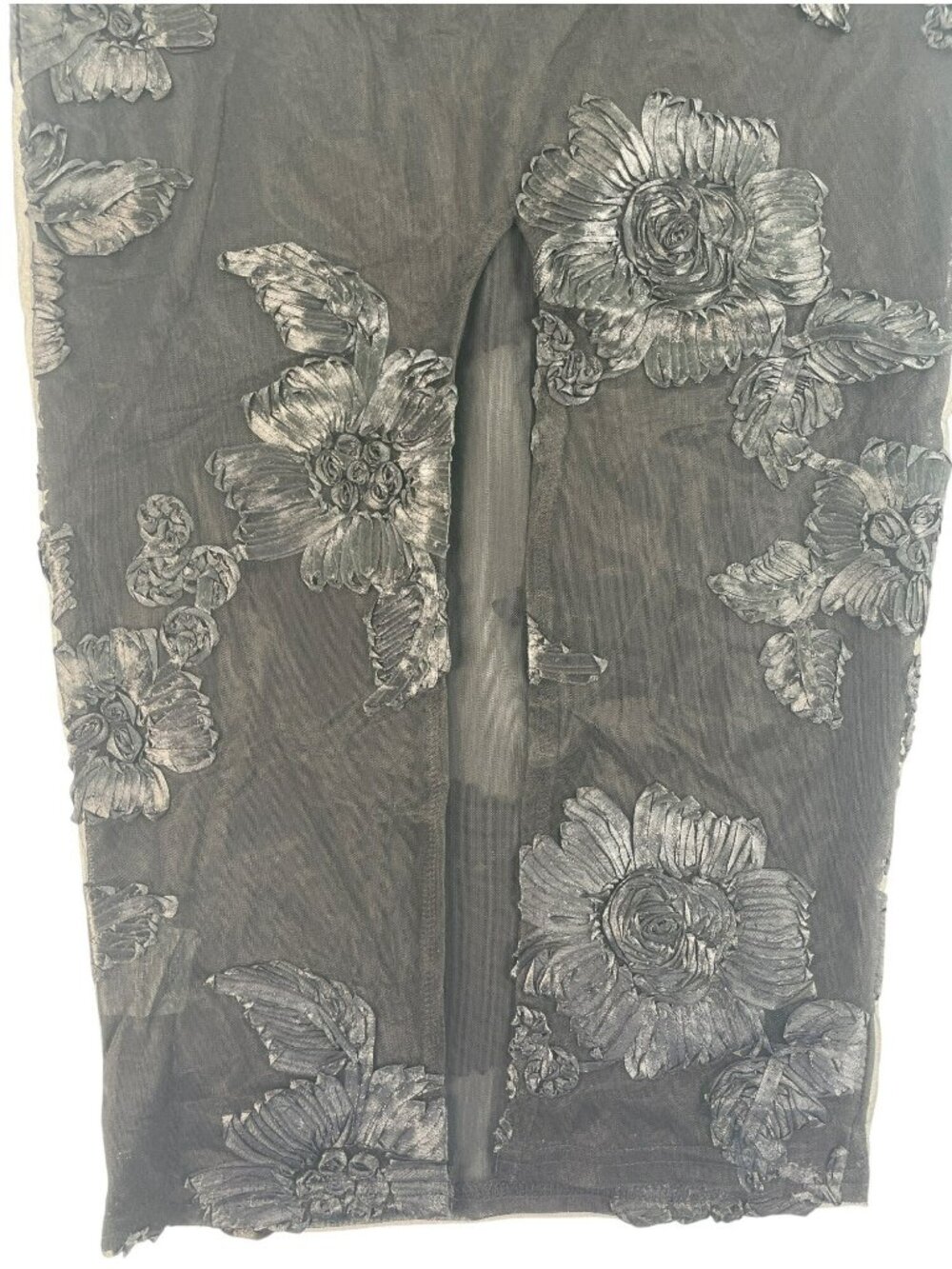 Murci Exclusive Mesh Floral Embroidered Column Maxi Skirt Black Sz UK12 US8 NEW - Picture 4 of 11